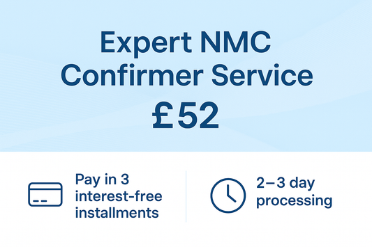 NMC Revalidation Confirmer Service £52 - Pay in 3 interest-free installments